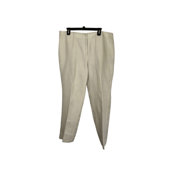 Lafayette 148 Barrow Cream Barrow Linen Pleated Slacks SZ 4P Office Siren - Picture 4 of 8